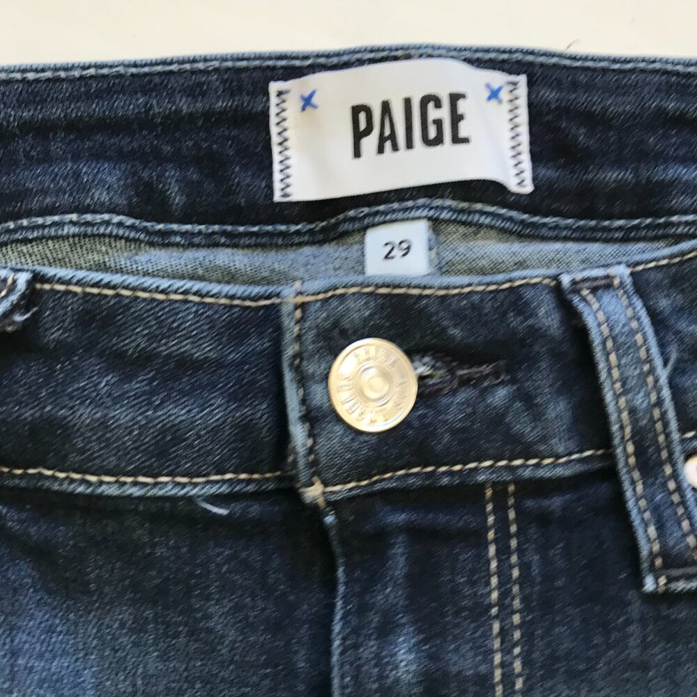 Paige Colette Crop Flare Jeans Womens 29 Blue Shipwreck High Rise Raw Hem Denim - Picture 8 of 15